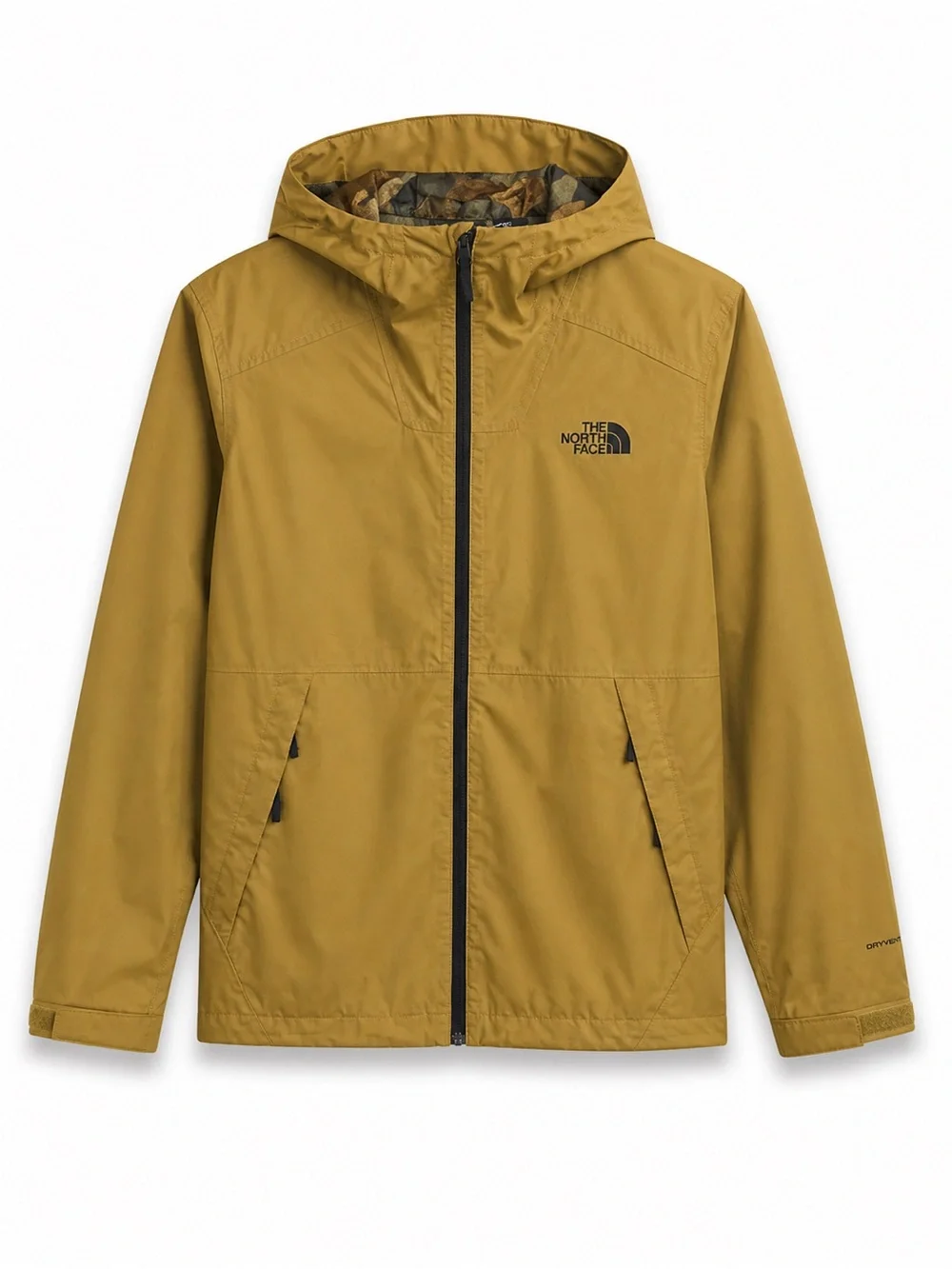 The North Face DryVent Hooded Rain Jacket Mens M Khaki Waterproof Camo Lined